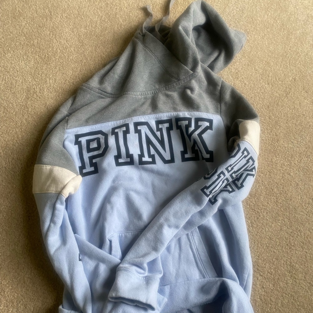 purple and grey with white sweatshirt from pink